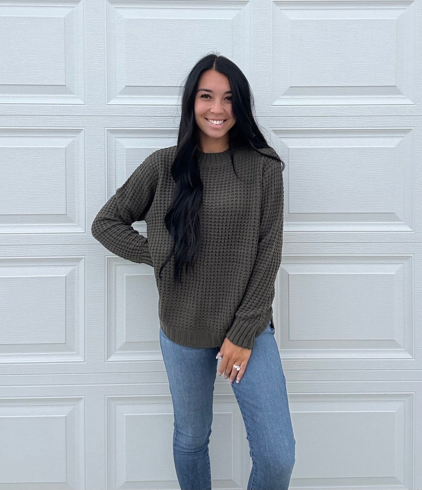 Promise Me Sweater In Olive Green