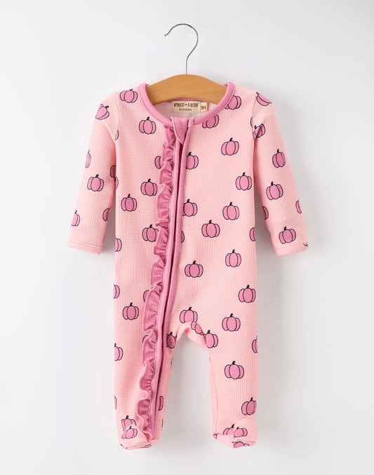 Pink Pumpkin Ruffle Zip Sleeper