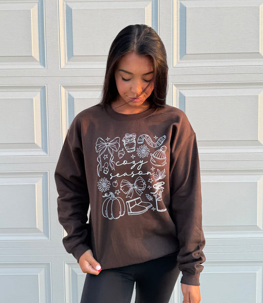 Cozy Season Crewneck In Chocolate
