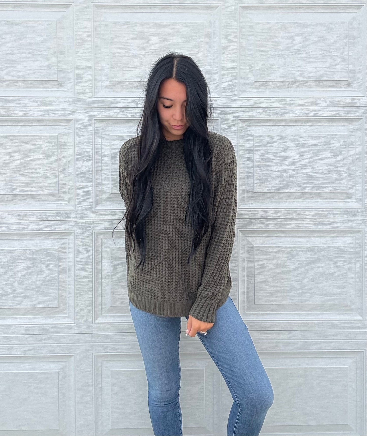 Promise Me Sweater In Olive Green