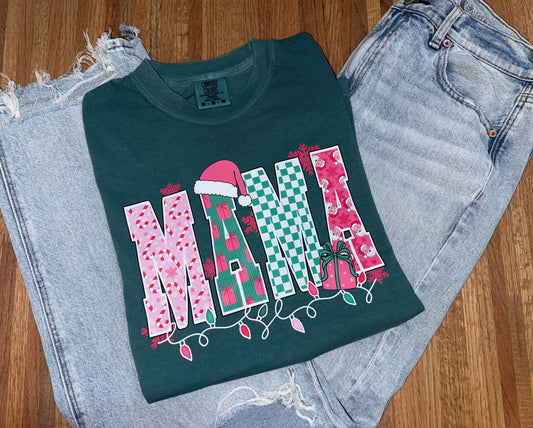 Christmas Mama Comfort Color Tee