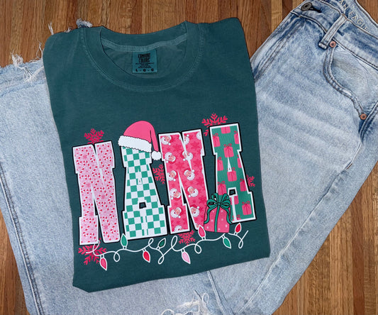 Christmas Nana Comfort Color Tee