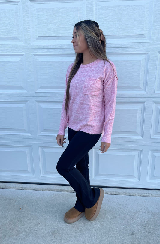 Coffee Date Sweater in Light Pink