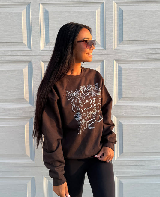 Cozy Season Crewneck In Chocolate