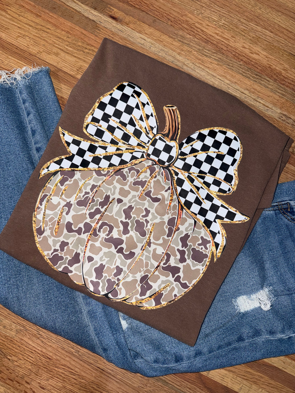 Camo and Checkered Pumpkin Tee