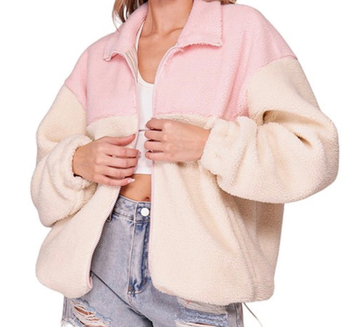 Pink Colorblock Sherpa