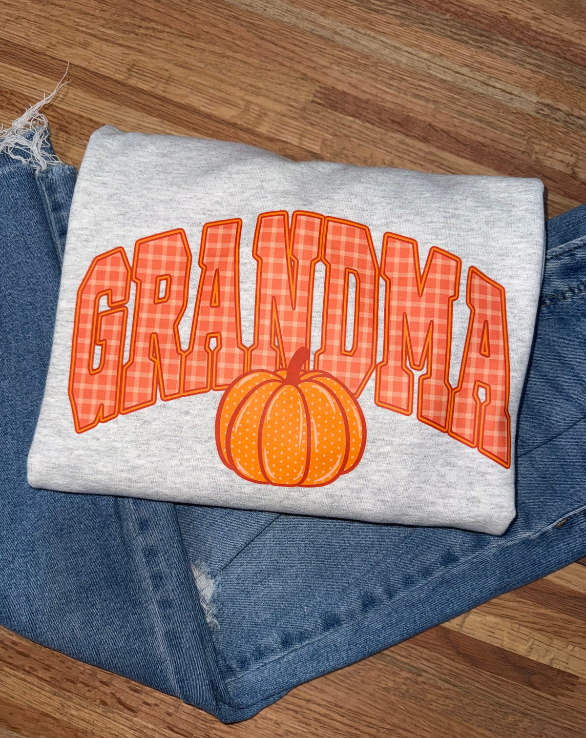 Fall checkered Grandma crewneck