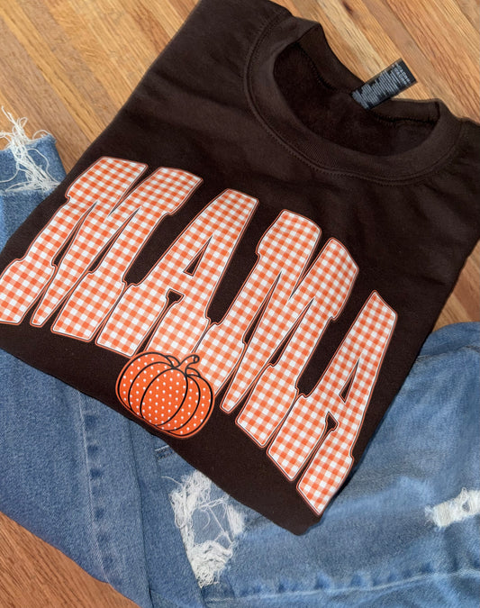 Mama Checkered Fall Crewneck