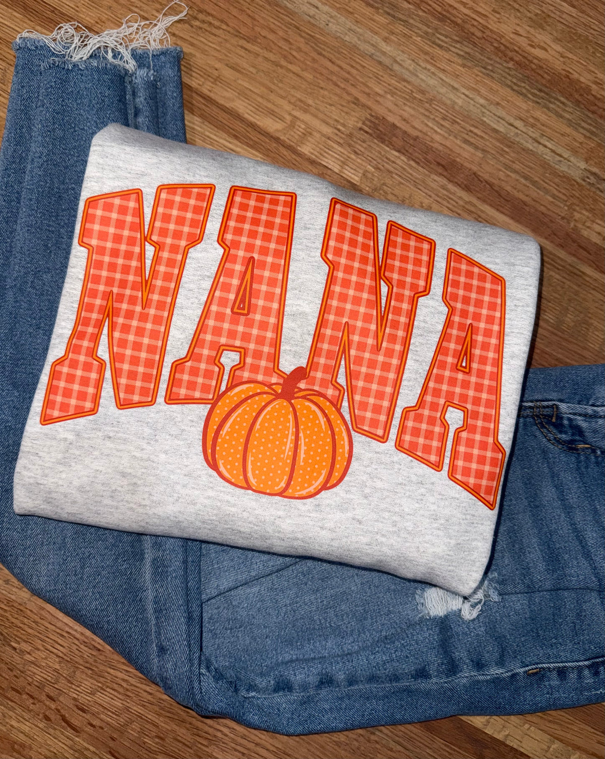 Fall checkered Nana crewneck