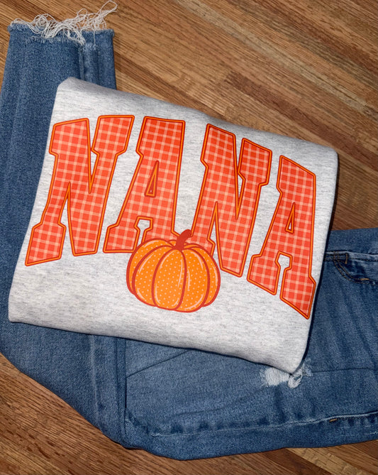 Fall checkered Nana crewneck